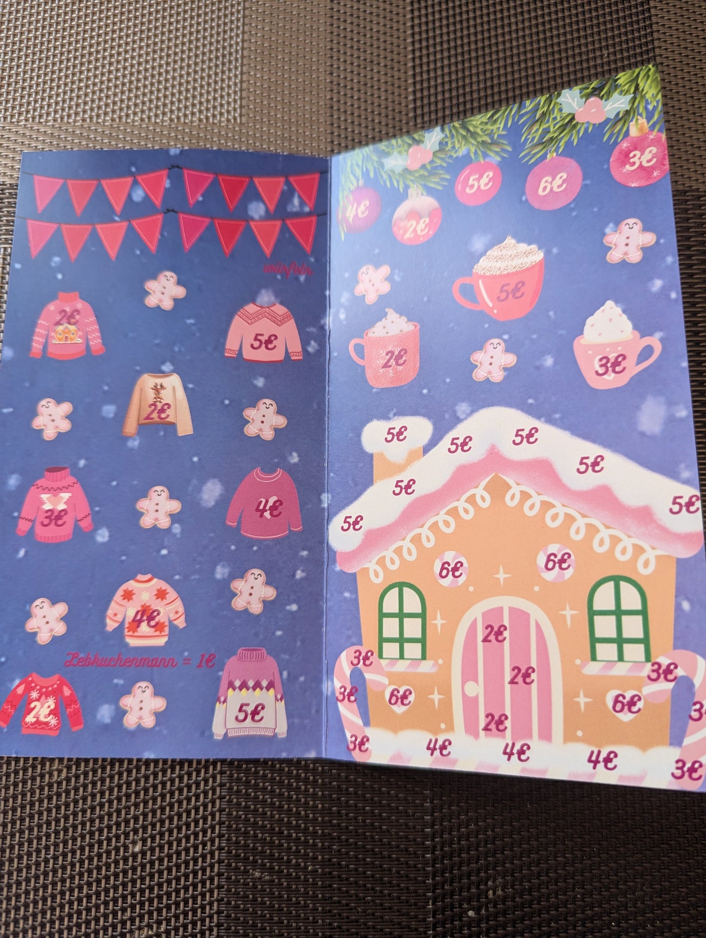 Klappkarte Weihnachten in Pink